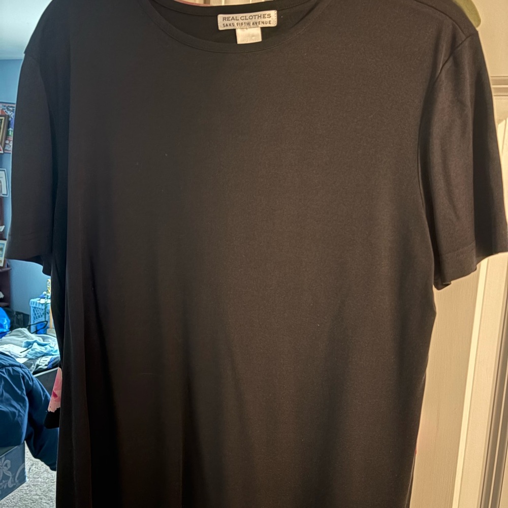Saks Fifth Avenue Black Blouse with Classic Crew Neck